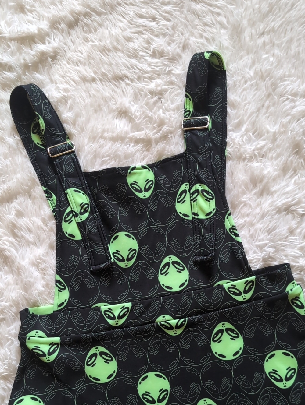 Blackmilk Little Green Men A Line Alien Apron Punk Pinafore Overall Dress XL - Picture 4 of 9